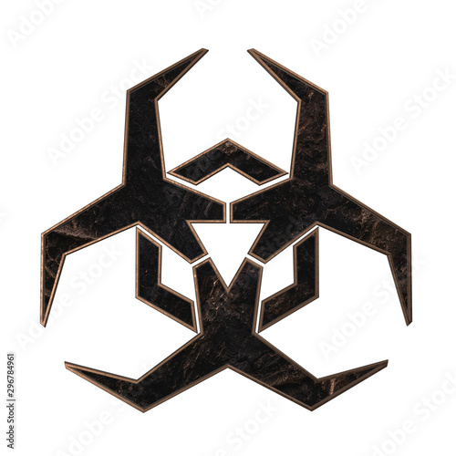 Grunge metal biohazard symbol isolated on white background, clipping path included.