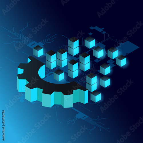 Digital transformation isometric concept background. EPS vector file