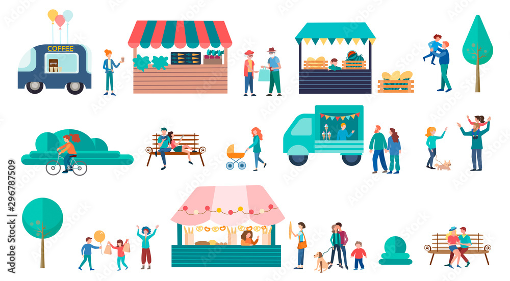 Food Street Fair concept vector illustration