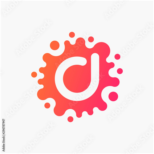 Letter D with molecule Logo design. Lab Logo Design Element , Design Vector with Dots. - VECTOR