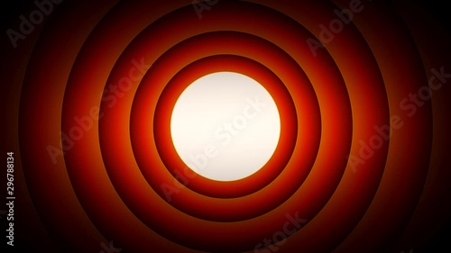 Cartoon Intro With Concentric Red Circular Curtains/ 4k animation of a funny looney tunes background intro with velvet design circles zooming in with overshoot bounce back effect photo