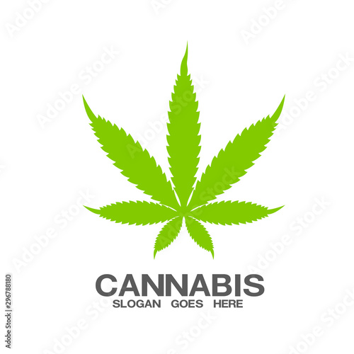 Marijuana and cannabis leaf green nature logo and symbol template Vector