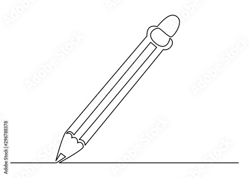 Continuous one line art drawing of pencil