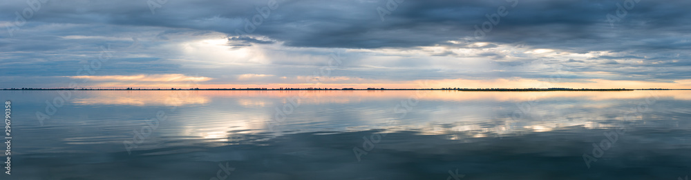 sunset over a lake, panorama