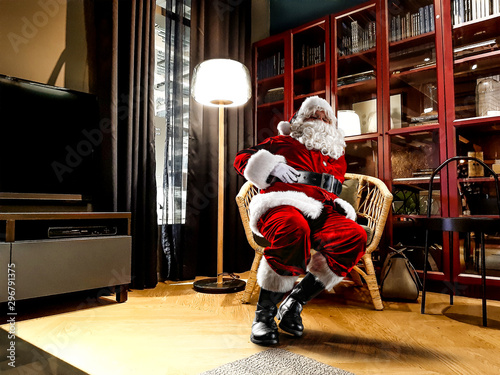 Red old Santa Claus in home and free space for your decoration  © magdal3na