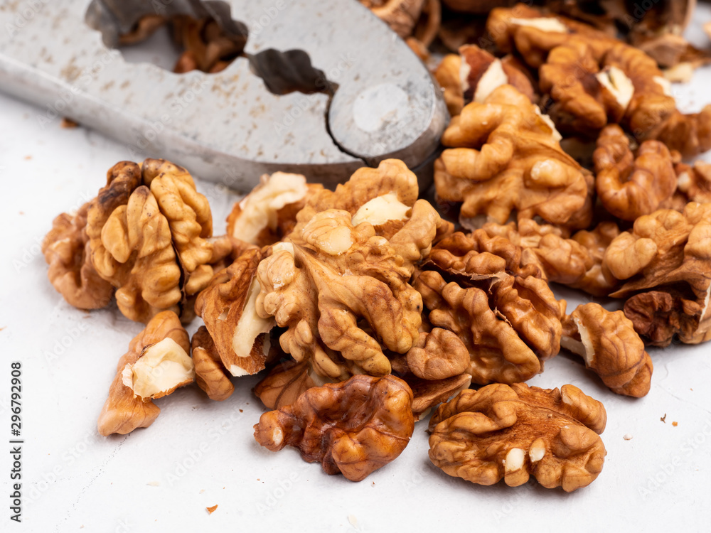 Cracking walnuts. Cracking walnuts.