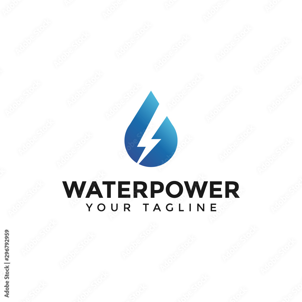 Drop Water and Power Energy Lightning Bolt Logo Design Template Drop Water and Power Energy Lightning Bolt Logo Design Template