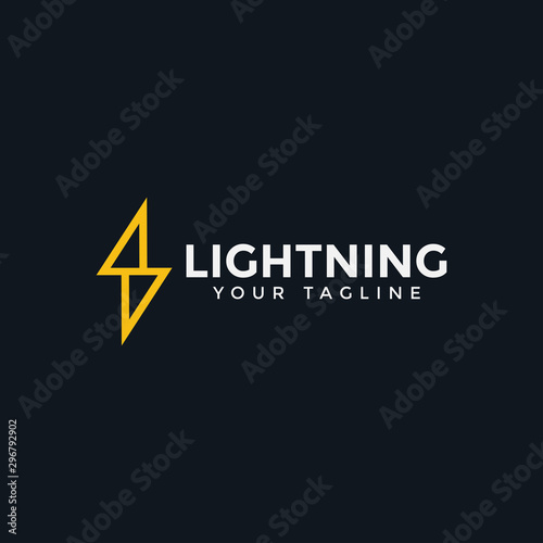 Lightning Bolt Thunder Electric Power Energy Logo Design Template