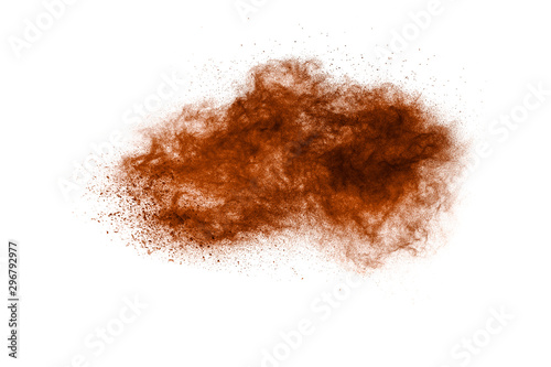 Wallpaper Mural Brown dust cloud.Brown particles splattered on white background. Torontodigital.ca