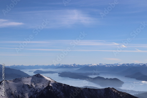 view over snow capped mountains and Lago Nahuel Huapi © OllieT