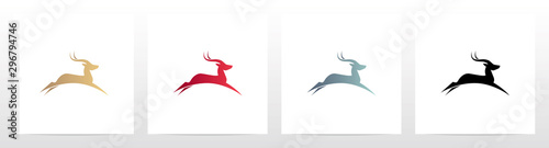 Deer Running & Jumping Logo Design