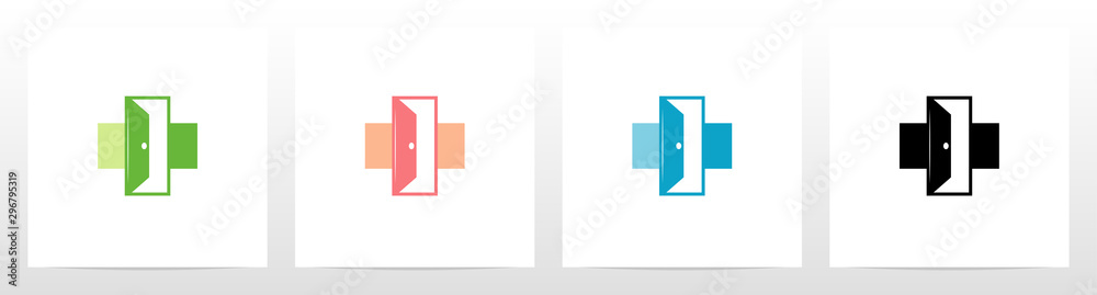 Cross With Opened Door In The Middle Logo Cross With Opened Door In The Middle Logo