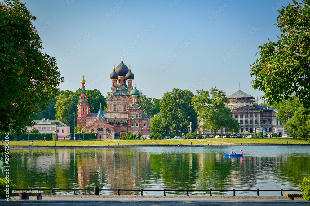 Scenic view of the Orthodox church and estate in Ostankino