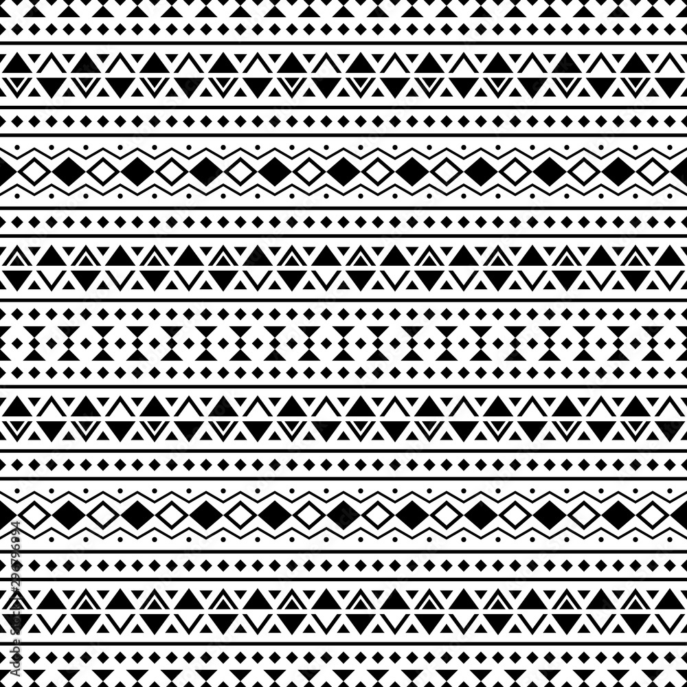 Seamless Etnic Pattern in black and white color. BW Tribal Aztec Pattern Seamless Etnic Pattern in black and white color. BW Tribal Aztec Pattern