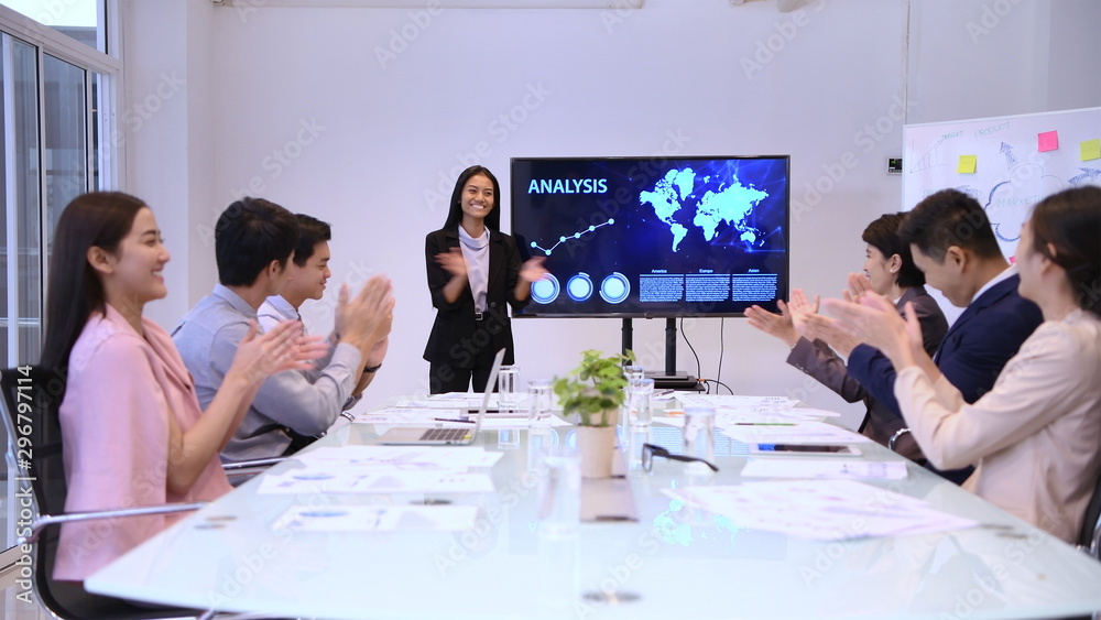 Business concepts. Young business women are meeting successful planning. 4k Resolution. Business concepts. Young business women are meeting successful planning. 4k Resolution.
