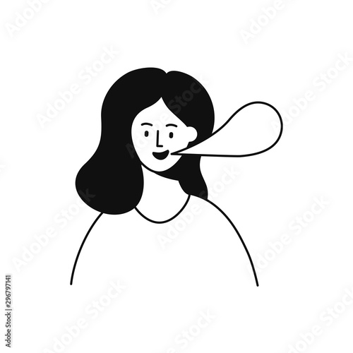 Speaking woman, with speech bubble vector illustration