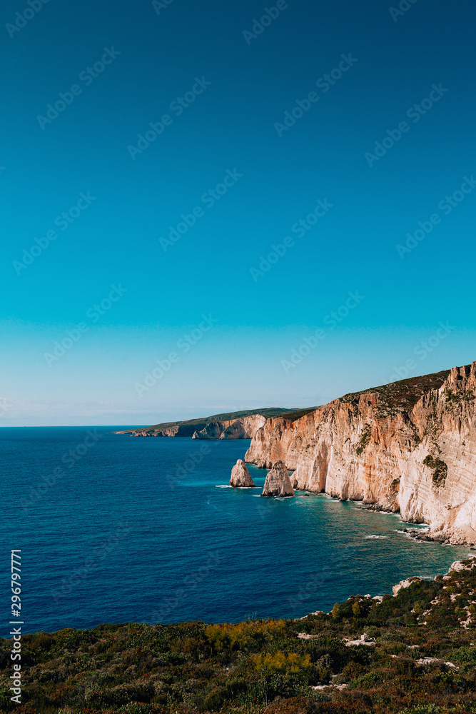 Greece, Zakynthos,Panoramic view,Perfect sand beach and turquoise water