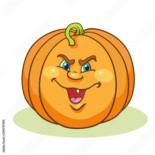 Wallpaper Mural Big cartoon pumpkin isolated on a white background.  In cartoon style. Torontodigital.ca