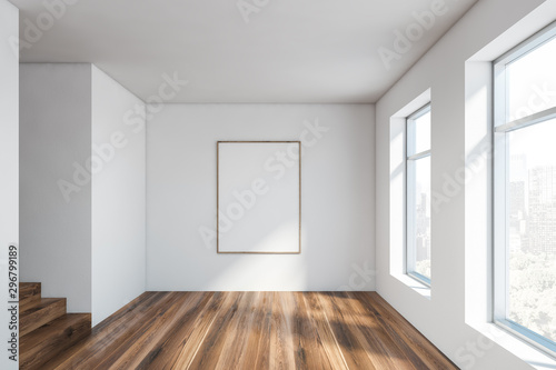 Empty white living room with poster
