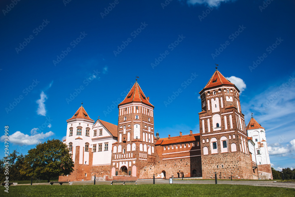 Mirskiy castle. Medieval Mirskiy castle in Mir. Grodno region. Historic castle in Belarus.