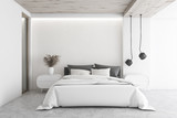 Luxury white minimalistic bedroom interior