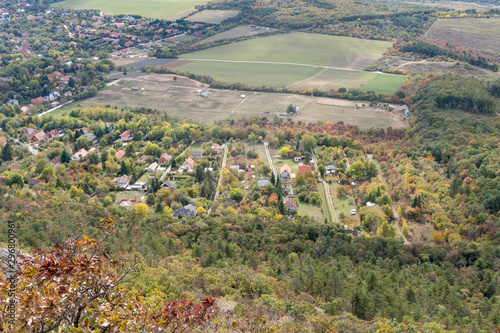 Pilisborosjeno, Hungary - Oct 11, 2019: View of Pilisborosjeno at autumn, a small picturesque village in the Pilis Mountains is a mountainous region in the Transdanubian Mountains photo