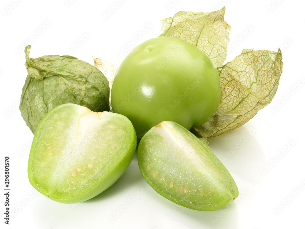 Mexican Tomatillo on white Background Stock Photo | Adobe Stock