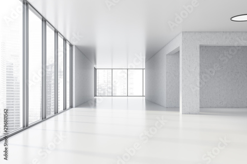 Empty white panoramic office building