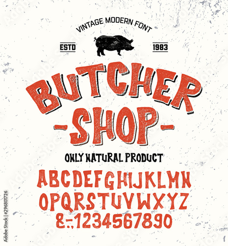 Original Handmade Textured Font. Retro Typeface. Vector Illustration.