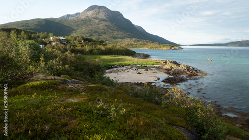 View of the coast and mountains in Norway