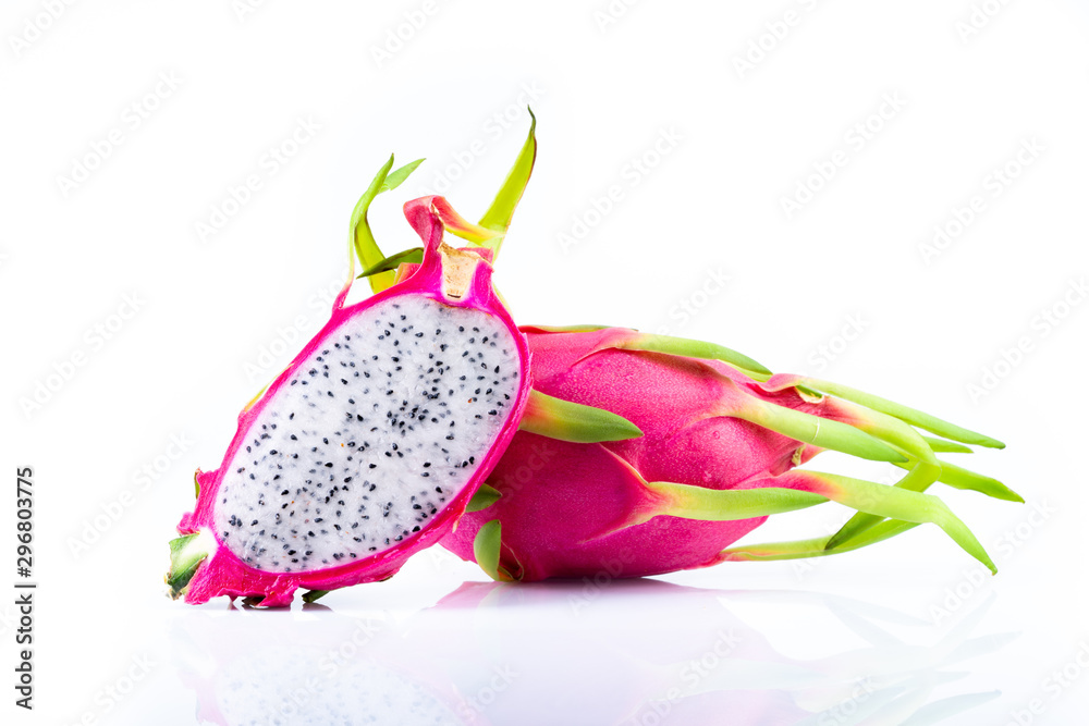 Ripe dragon fruit on white background Ripe dragon fruit on white background
