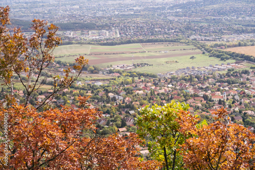 Pilisborosjeno, Hungary - Oct 11, 2019: View of Pilisborosjeno at autumn, a small picturesque village in the Pilis Mountains is a mountainous region in the Transdanubian Mountains photo