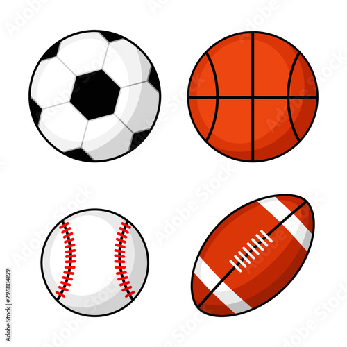 ball icons. football  basketball  soccer on white background. vector Illustration. 