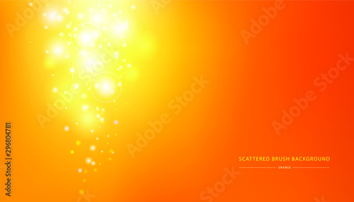 Scattered brush orange background. Fantastic light effect for christmas card design.