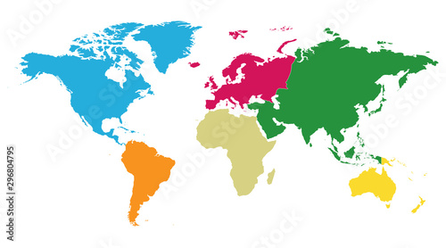 Fototapeta Naklejka Na Ścianę i Meble -  World map continents with boundaries vector illustration