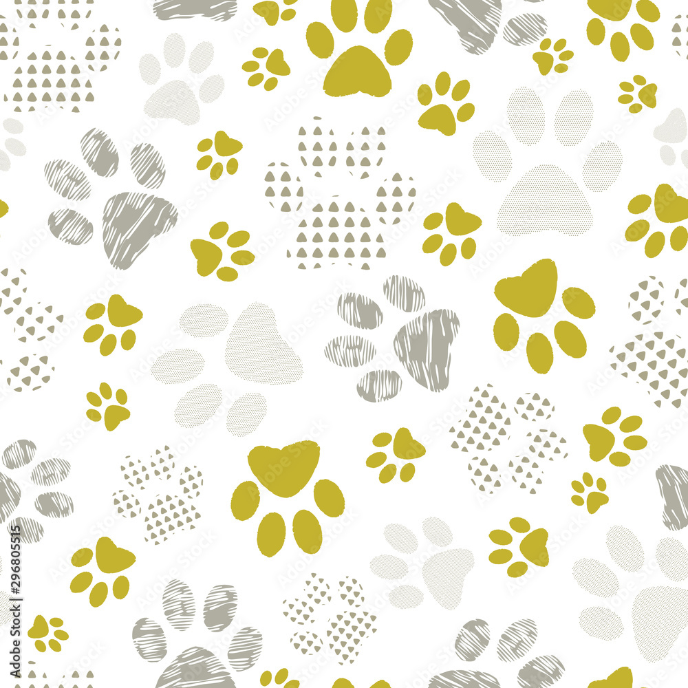 Seamless pattern with patterned paws. Seamless pattern with patterned paws.
