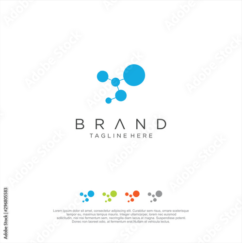 Molecule Tech Logo . DNA Molecule Atom Logo Abstract digital Technology design vector.	