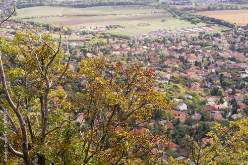Pilisborosjeno, Hungary - Oct 11, 2019: View of Pilisborosjeno at autumn, a small picturesque village in the Pilis Mountains is a mountainous region in the Transdanubian Mountains