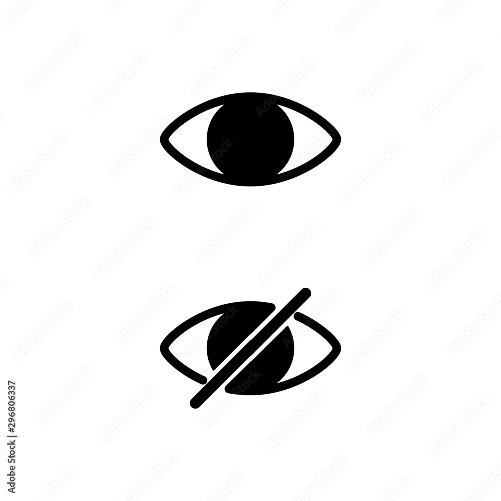 Set Of Hide Show Eye Icon Isolated On White Background Vector 