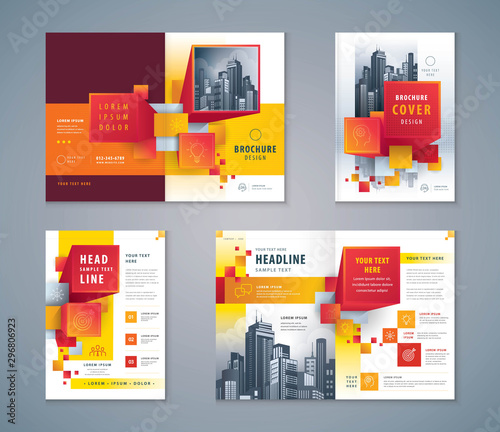 Cover Book Design Set, Abstract 3D Cube blocks Background vector