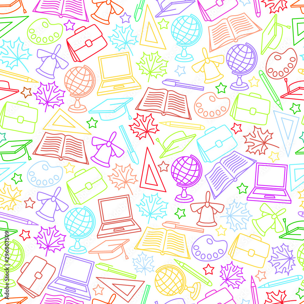 School seamless pattern. Soft color background