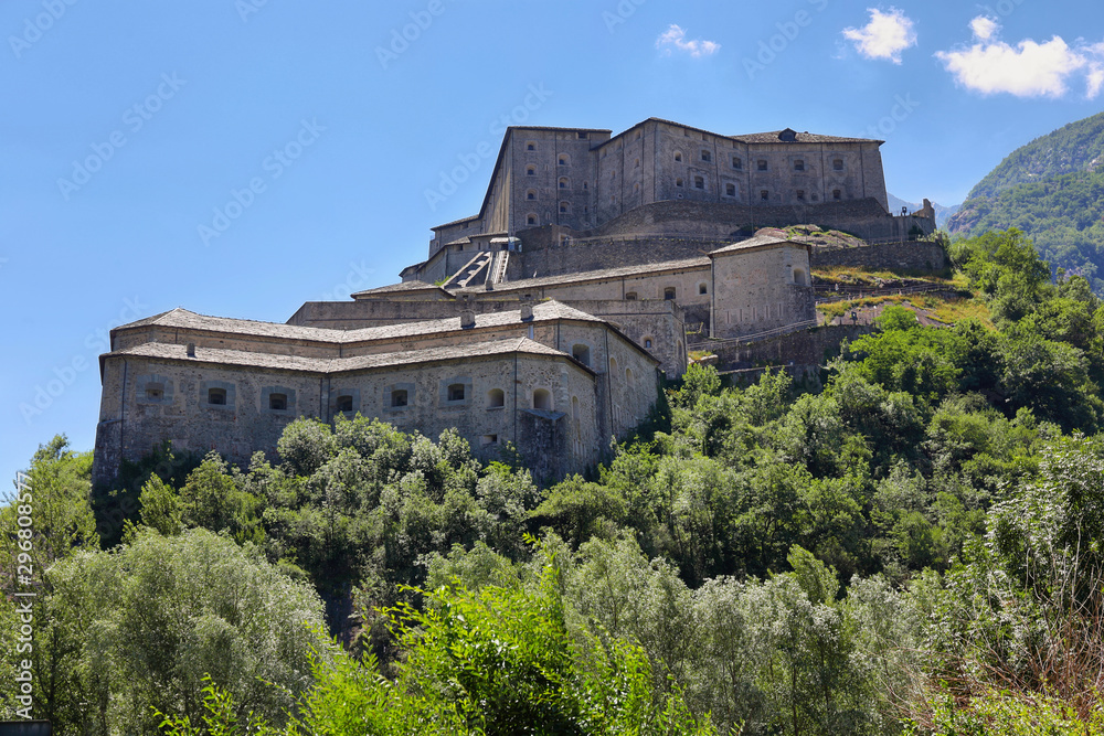 View of Fort Bard, Aosta Valley, Italy