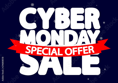 Cyber Monday Sale, special offer, poster design template, vector illustration