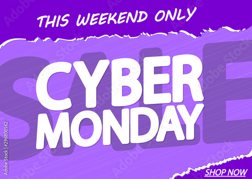 Cyber Monday Sale, poster design template, vector illustration