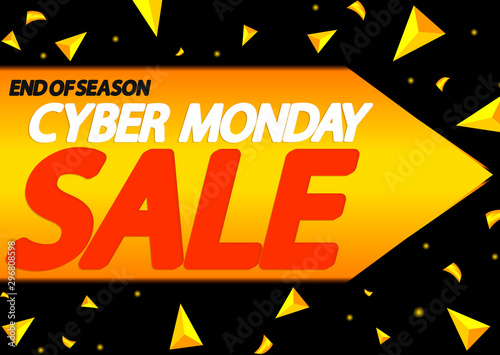 Cyber Monday Sale, poster design template, end of season, vector illustration