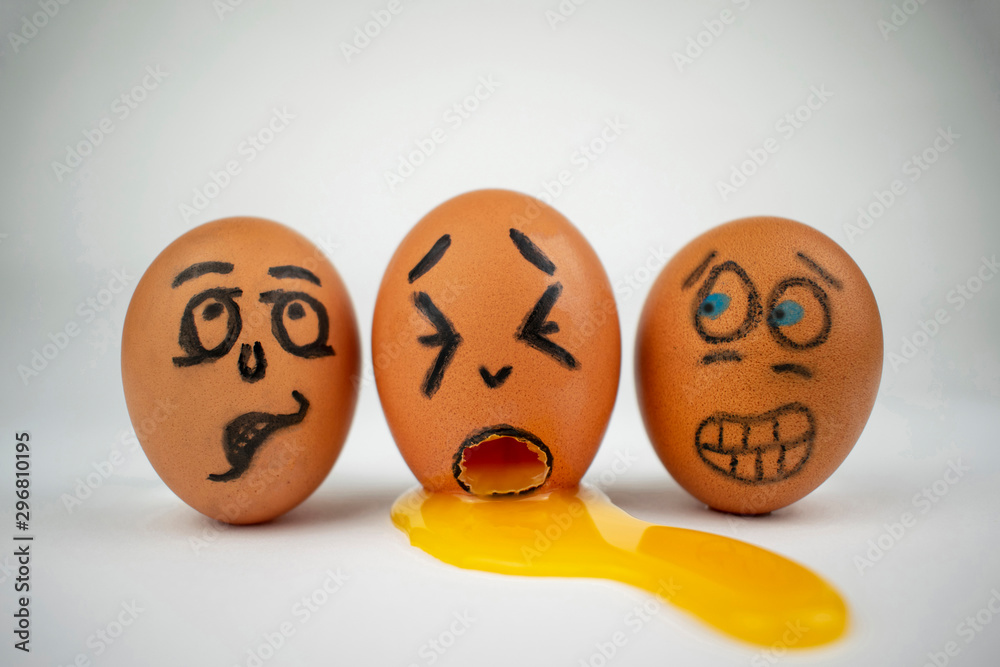 Funny Faces Sick Egg Vomiting While Others Look on in Disgust and