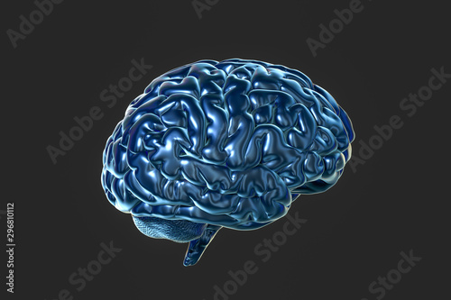 Brain and dark background, 3d rendering.