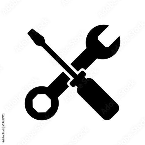 wrench and screwdriver. repair and service icon isolated on white background. vector Illustration. photo