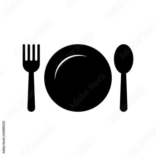 plate, fork and spoon restaurant icon isolated on white background. vector Illustration.
