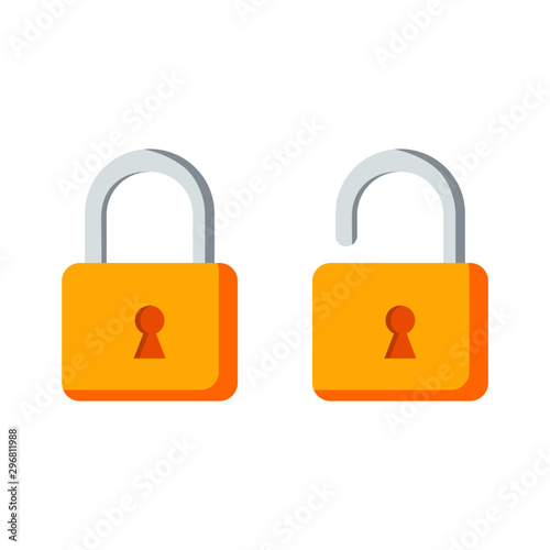 padlock Icon. lock and unlock isolated on white background. vector Illustration.